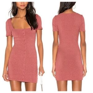 Minkpink | Revolve Cherry Button Front Mini Dress in Rust
